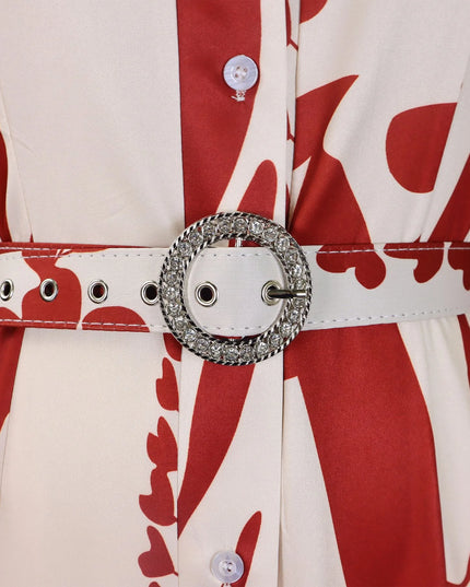 Elegant Printed Dresses Woman 2024 Turn Down Collar Single Breasted Full Sleeve Asymmetric Ankle Length Fashion Birthday Dress