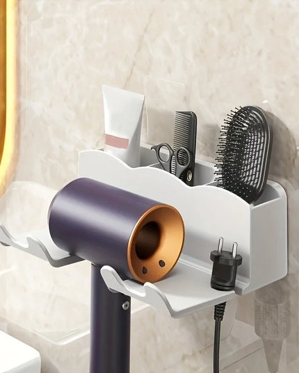 1pc Wall Mounted Hair Dryer Bracket, For Bathroom Shelves Without Drilling, Hair Dryer Bathroom Storage Rack