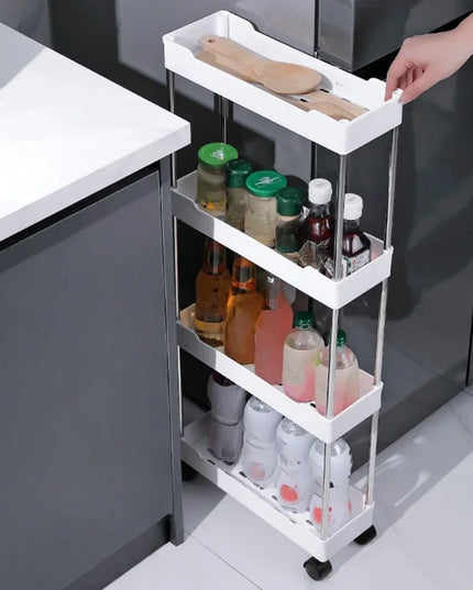 Hot 3/4 Tier Rolling Utility Cart Storage Shelf Movable Gap Storage Rack Kitchen Bathroom Slim Slide Organizer Shelf Livingroom