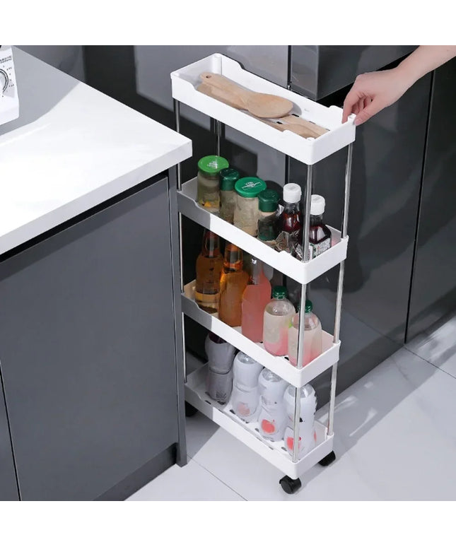 Hot 3/4 Tier Rolling Utility Cart Storage Shelf Movable Gap Storage Rack Kitchen Bathroom Slim Slide Organizer Shelf Livingroom