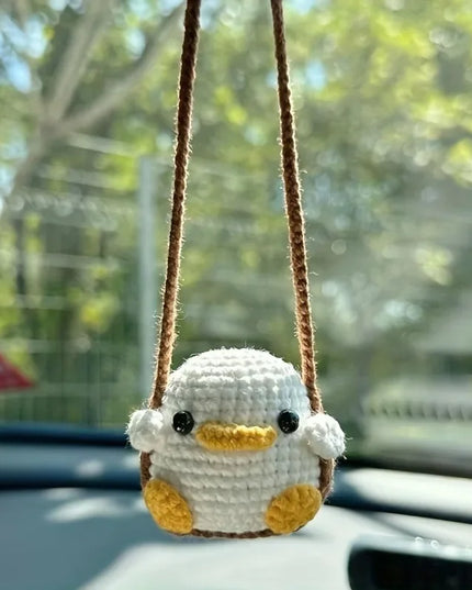 1 PC New Handmade Knitted Charms Cute Frog, Penguin,Duck,Chick Animal Car Charms Car Decoration Cute Car Accessories