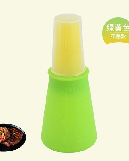 Silicone Oil Bottle Brush Oil Dispenser Bottle With Barbecue Brush High Temperature Resistant Basting Brush Kitchen BBQ Tools