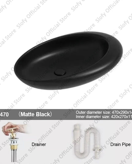 Nordic-style Hotel Countertop Basin Fashionable Art Bathroom Sink Egg-shaped Ceramic Sinks Various Styles Home Balcony Washbasin