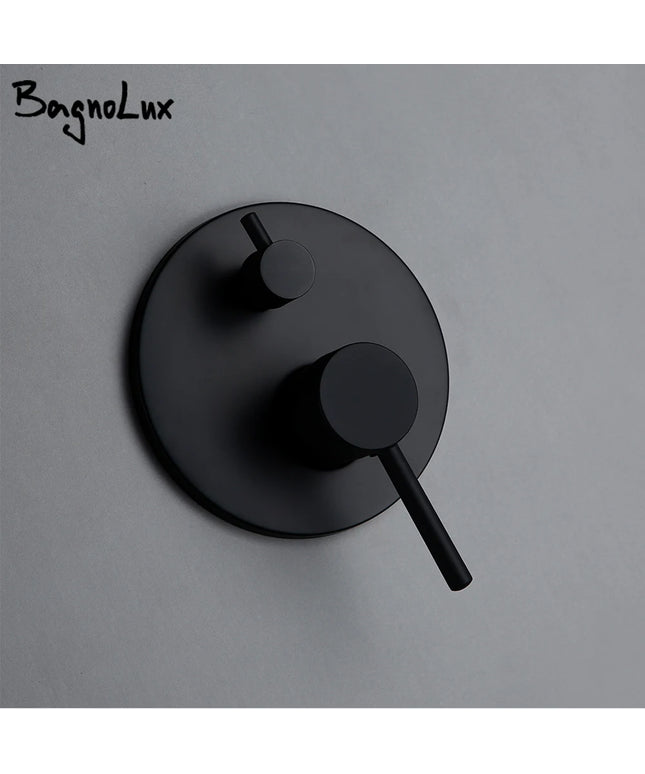 Black Gold chrome Round Solid Brass Concealed 2 Way Diverter Shower Valve Mixer Water Tap Bathroom Accessories Water Faucets