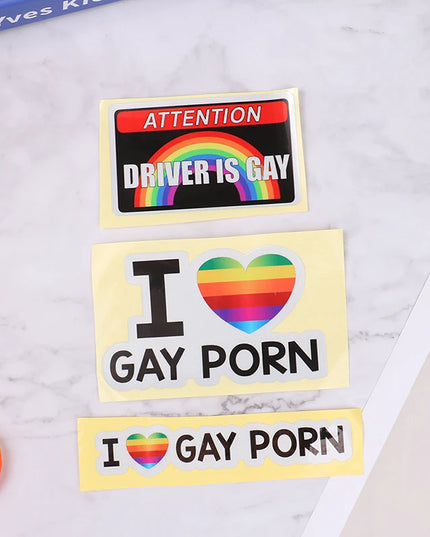1Pc I LOVE GAY PORN Car Stickers Reflective Personality Car Stickers Gay Funny Stickers