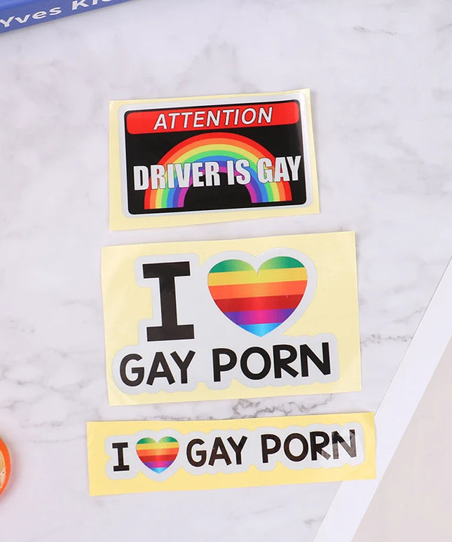 1Pc I LOVE GAY PORN Car Stickers Reflective Personality Car Stickers Gay Funny Stickers