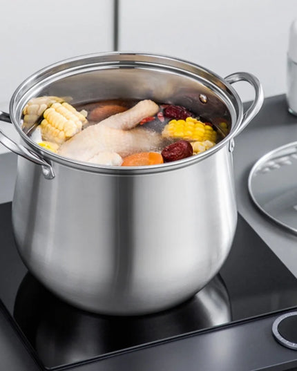 1pc Large Stainless Steel Stock Pot - Ideal for Soups, Stews, and More - Durable, Easy to Clean - Essential Kitchen Gadget