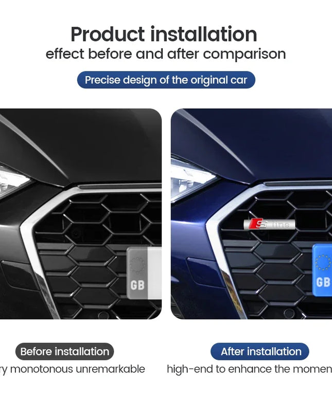 Car Goods Emblem Grill Front Hood Badge Grille For Audi Sline RS A3 A4 B8 8P 8V B6 A5 A6 C7 Q5 B9 B7 C6 A1 Q7 Q3 TT Auto sticker