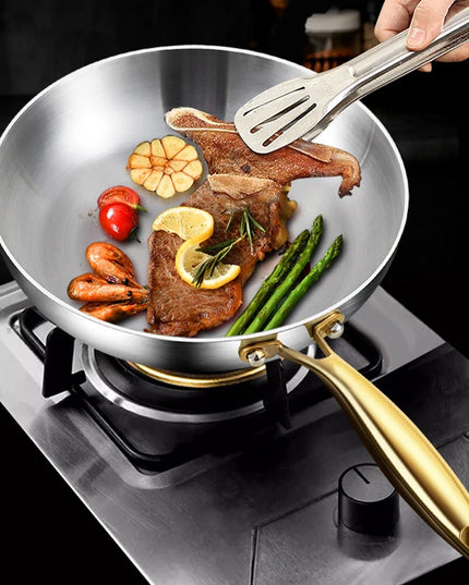 316 Stainless Steel Frying Pan Wok Pan Nonstick Cooking Fried Steak Gas Stove Pot Induction General Saucepan Kitchen Cookware