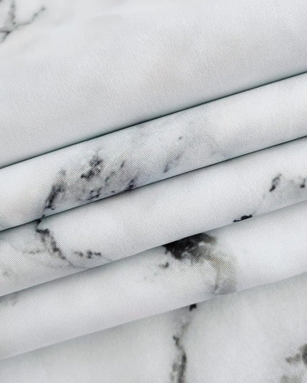 1pc Marble Printed Fabric Shower Curtain with Metal Grommets, Polyester Bath Curtain Widow Curtain Bathroom Decor & Accessories