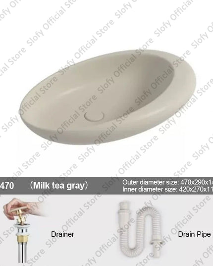 Nordic-style Hotel Countertop Basin Fashionable Art Bathroom Sink Egg-shaped Ceramic Sinks Various Styles Home Balcony Washbasin