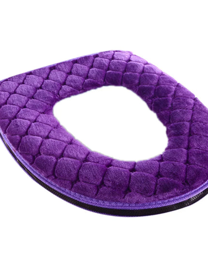 Bathroom Toilet Seat Cover Soft Winter Warm Plush Cushion O-shaped Washable Toilet Lid Cushion Household Supplies 37cm×44cm