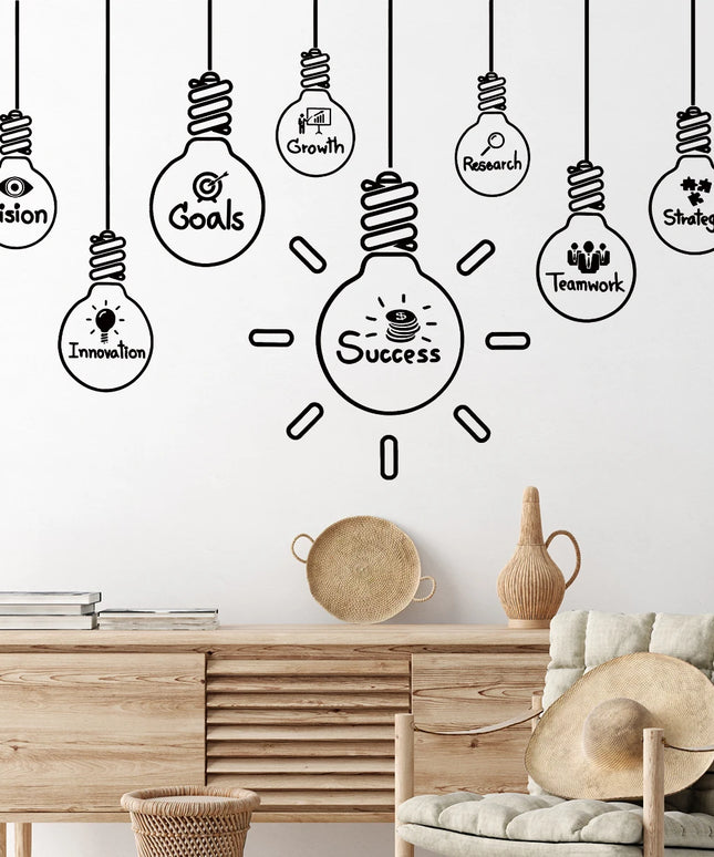 English Lamp Success Team Work Art Stickers Vinyl for Bedroom Living Room Office Background Decoration Wall Decals