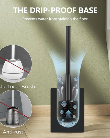 Toilet Brush Holder Set Space Aluminum Base Square Toilet Bowl Brush Long Handle for Bathroom Deep Cleaning Accessories