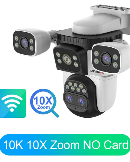 LS VISION 20mp 3 Screens Outdoor Surveillance Camera Wifi Camera 10X Zoom  10k PTZ Auto Tracking Two-way Audio Cctv Cam