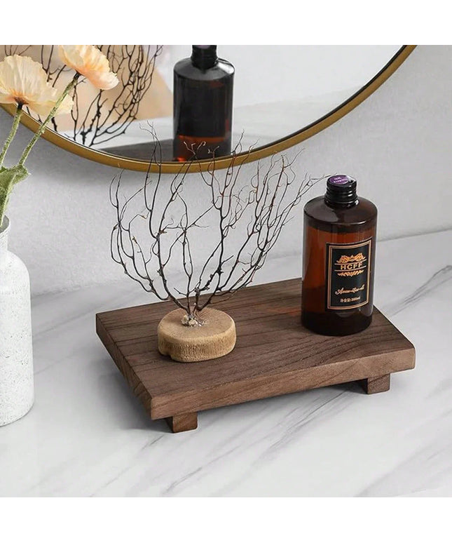 1/2pc Retro Wooden Bathroom Tray Vanity Hands Soap Scented Candle Storage Holder Kitchen Seasoning Tray For Bath Home Decoration