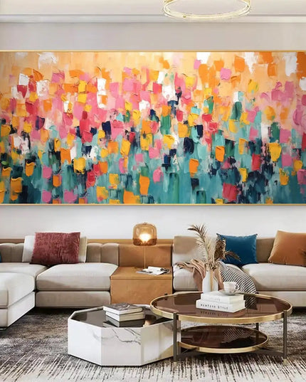 Gold Abstract Painting on Canvas Textured Wall Art Gold Foil Painting Boho Wall Decor Bright painting Large Modern Art Painting