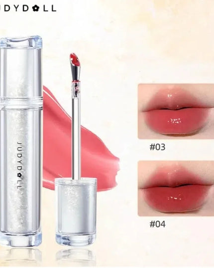 Judydoll Ice Iron Lip Glaze Lipsticks Non-Stick Cups Mirror Shine Watery Lip Lotion Metal Brush Head Makeup Cosmetics