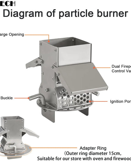 Pellet Burner 16L Storage Capacity Stainless Steel Firewood Stove Outdoor Camping Tent Heating Picnic Cooking