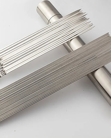 50Pcs Stainless Steel Barbecue Skewer Portable Reusable BBQ Skewers with Tube Kebab Iron Stick for Outdoor Camping Picnic Tools