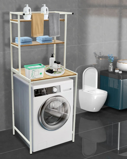 Washer and Dryer Storage Shelf, 3-Tier Bathroom Organizer Rack Space-Saving, Standing Storage Rack