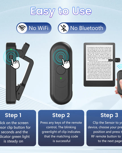 Page Turner for Kindle Paperwhite Kobo eReader Automatic Page Flipping Phone Camera Video Record Page Turner Remote Control