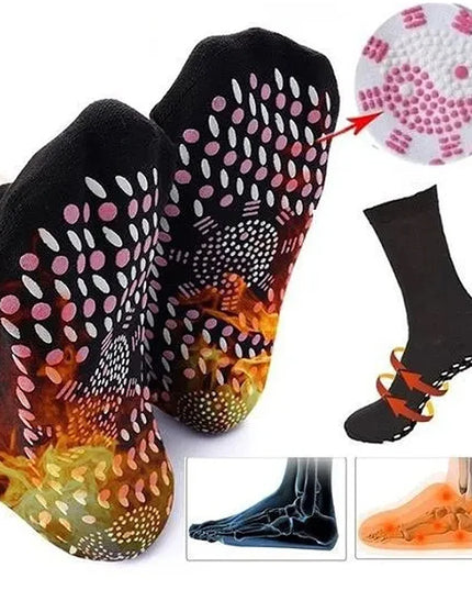 2Pcs Unisex Winter Warm Self-Heating Health Socks Pain Relief Outdoor Anti-Cold Therapy Magnetic Thermal Stockings for Men/Women