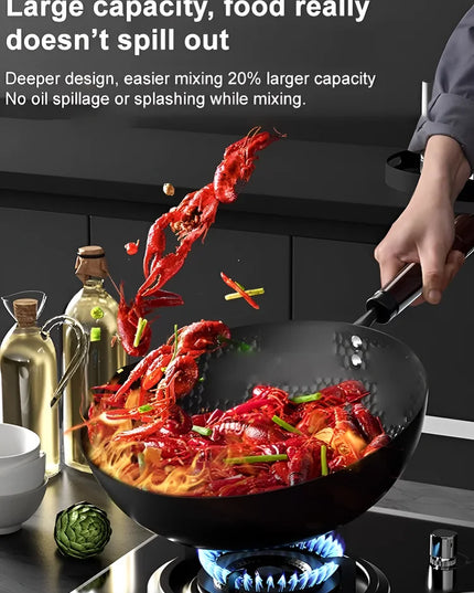 Big Belly Pot Deepened Non-stick Iron Pot Flat Bottom Uncoated Small Frying Pan Iron Pan with Lid Uncoated Frying Pan Big Belly