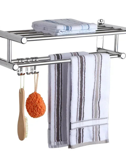 40/50/60cm Towel Rack with  Movable Hooks Steel Bathroom Kitchen Towel Holder Wall Mounted Towel Rack for Home Hotel Accessories