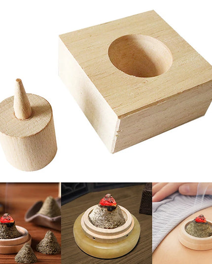 DIY Moxibustion Tower Wooden Mould Pure Wormwood Moxa Traditional Chinese Medicine Therapy Body Massager Warm Uterus Health