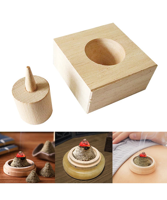 DIY Moxibustion Tower Wooden Mould Pure Wormwood Moxa Traditional Chinese Medicine Therapy Body Massager Warm Uterus Health