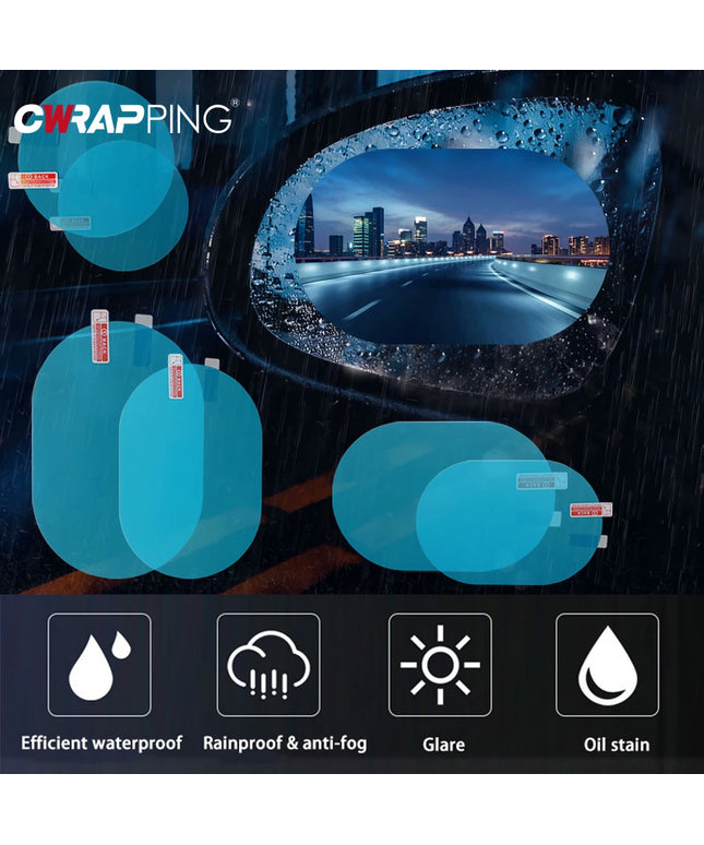 2/4pcs Car Rearview Mirror Sticker Side Window Rainproof Clear Film Anti Fog Window Mirror Film Protective for Car Accessories