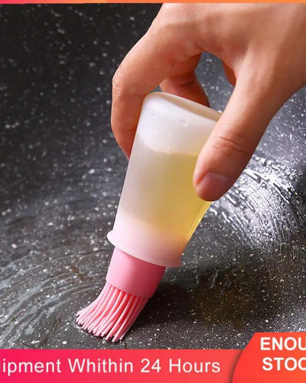 Silicone Oil Bottle Brush Oil Dispenser Bottle With Barbecue Brush High Temperature Resistant Basting Brush Kitchen BBQ Tools