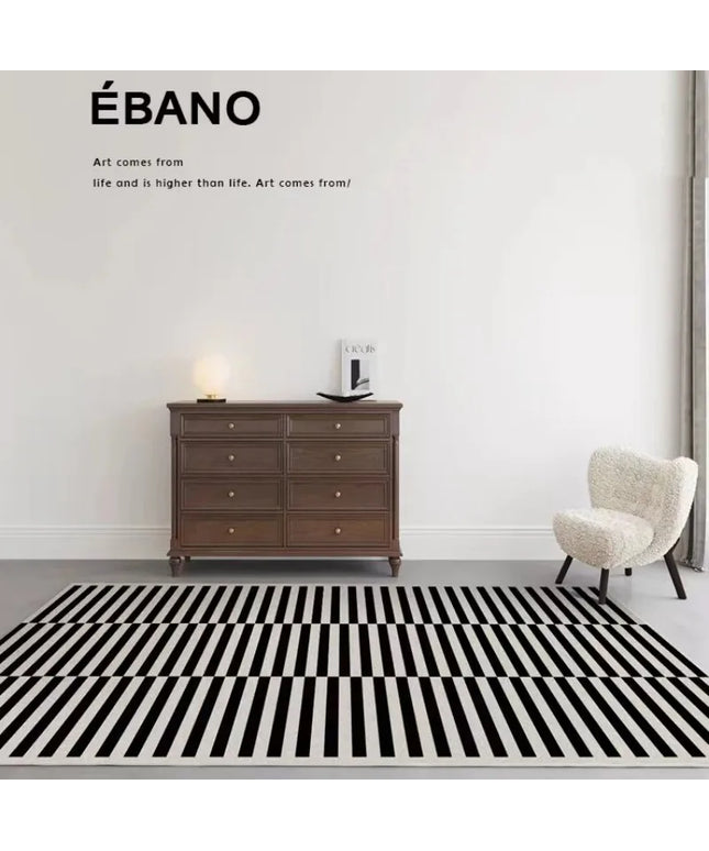 French Retro Bedroom Decor Stripe Carpet Minimalist Carpets for Living Room Home Art Plush Floor Mat Large Area Thickened Rug