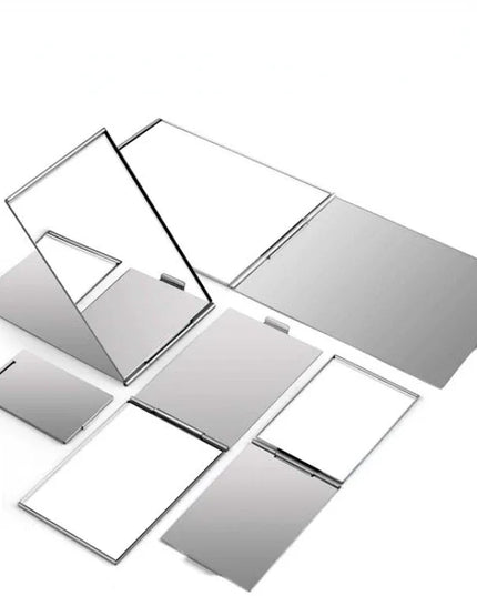 Aluminum Folding Mirror Pocket Mini Portable Makeup Mirrors Travel Hand Small Mirror Vanity Foldable Compact Cosmetics Tools