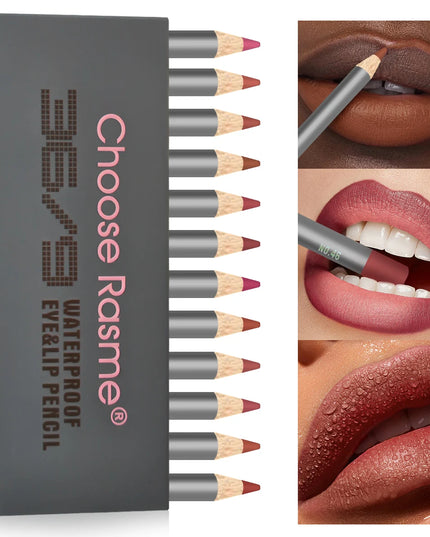 12pcs Velvet Matte Lip Liner Set - Long-Lasting Versatile Shades Longlasting Lip Makeup Berry, Brown, Pink Lip Pencil