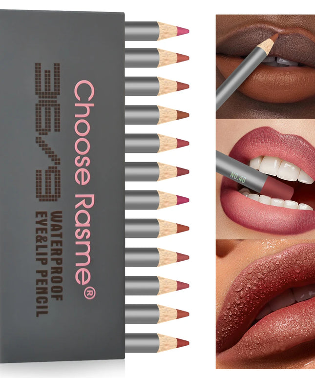12pcs Velvet Matte Lip Liner Set - Long-Lasting Versatile Shades Longlasting Lip Makeup Berry, Brown, Pink Lip Pencil