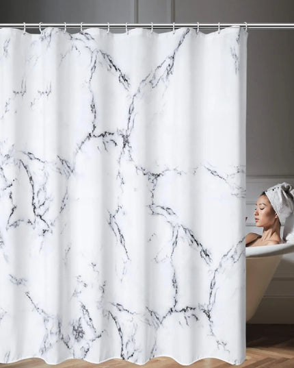 1pc Marble Printed Fabric Shower Curtain with Metal Grommets, Polyester Bath Curtain Widow Curtain Bathroom Decor & Accessories
