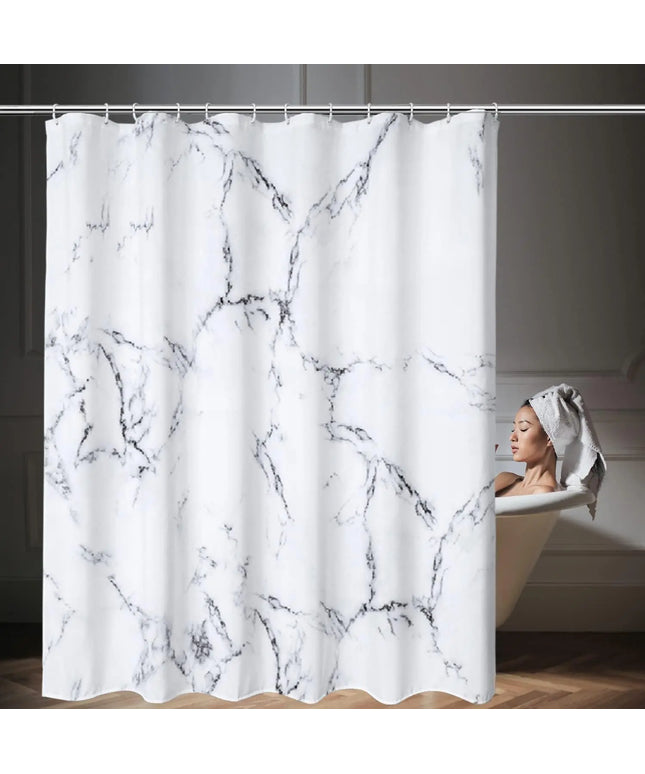 1pc Marble Printed Fabric Shower Curtain with Metal Grommets, Polyester Bath Curtain Widow Curtain Bathroom Decor & Accessories