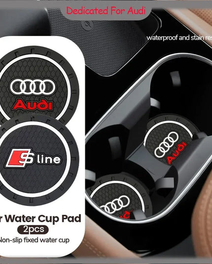 2Pcs Car Coaster Water Cup Bottle Holder Anti-slip Pad Mat For Audi Sline A6 C5 C6 C7 C8 A4 B5 B6 B7 B8 B9 S3 S4 S5 Q3 8U Q5 8R