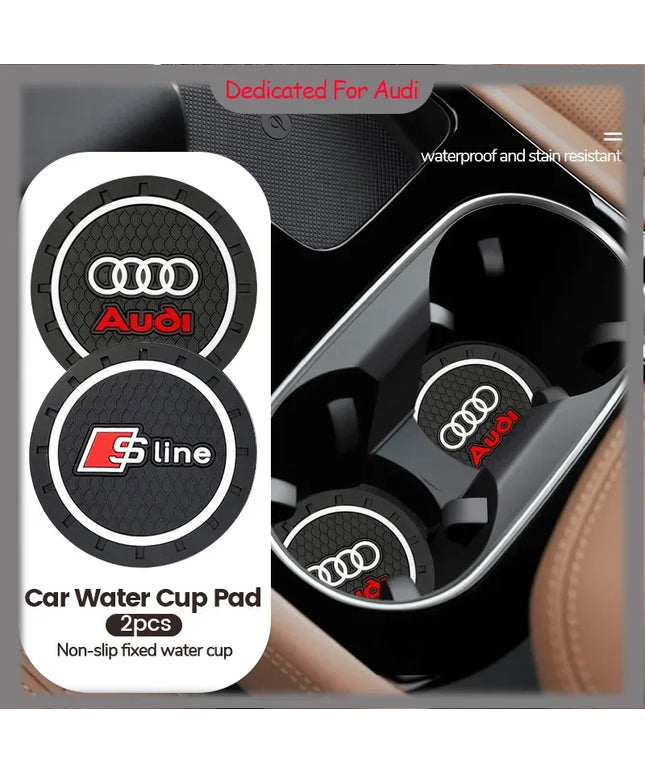 2Pcs Car Coaster Water Cup Bottle Holder Anti-slip Pad Mat For Audi Sline A6 C5 C6 C7 C8 A4 B5 B6 B7 B8 B9 S3 S4 S5 Q3 8U Q5 8R