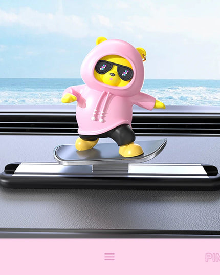 New Dashboard Car Decorations Skateboard Bear Magnetic Parking Number Plate Creative Car Cartoon Interior Interior Accessories