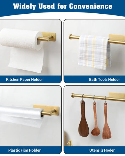 1pc Stainless SteelPaper Towel Holder for Kitchen, Adhesive Under Cabinet Paper Towel Roll Rack for Bathroom Towel