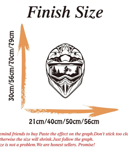 Large Helmet Motocross Wall Sticker Teen Playroom Helmet Motorcycle Wall Decal Bedroom  Home Decor