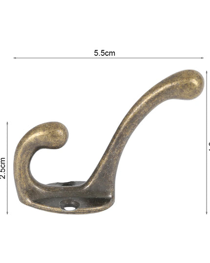 10/20Pcs Coat Hooks Wall Mounted Heavy Duty Dual Coat Rack Bronze Vintage Clothes Hanger With Screw for Door Coat Hooks Bathroom