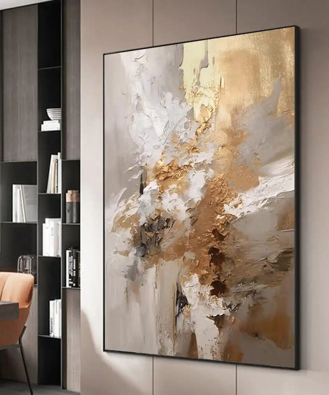 Abstract Texture Oil Painting On Canvas Minimalist Art Large Wall Art Gold Wall Decor Handmade Painting Living Room Decor Gift