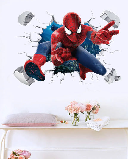 Spiderman Super Captain America Hulk Heroes Wall Stickers For Kids Room Home Bedroom PVC Decor Cartoon Movie Mural Art Decals
