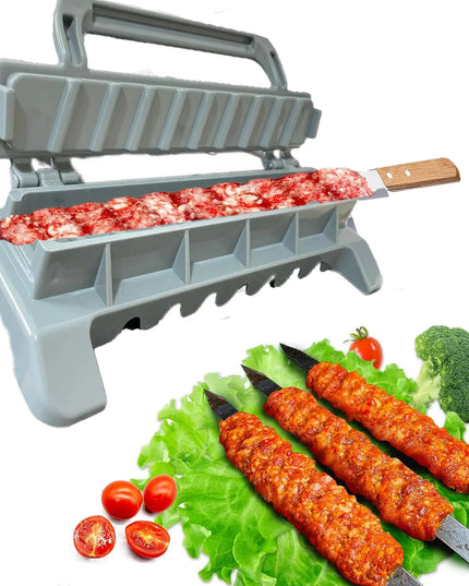 NewSingle Row Kebab Maker Bbq Meat Skewer Machine Kebab Press Maker Reusable Plastic Bbq Skewer Maker Kebab Preparation BBQ Tool