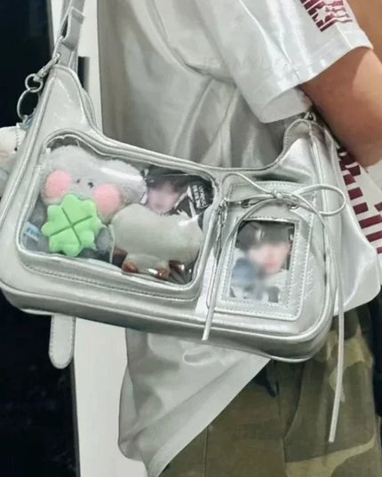 Y2k Harajuku Shoulder Bag Women Korean Transparent Ita Bag School Crossbody Bag Female Japanese Designer Preppy Handbag Purse