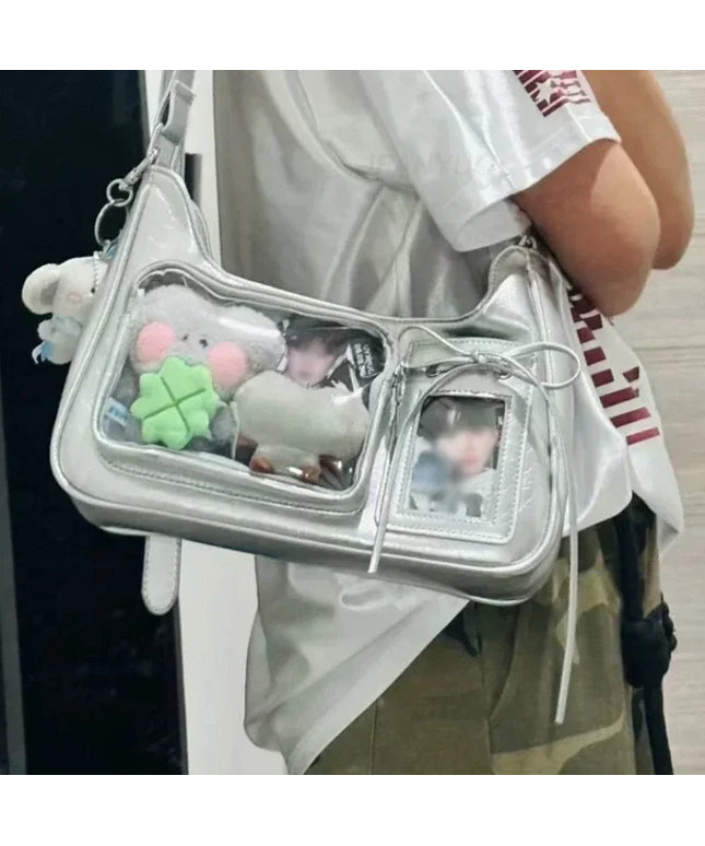 Y2k Harajuku Shoulder Bag Women Korean Transparent Ita Bag School Crossbody Bag Female Japanese Designer Preppy Handbag Purse